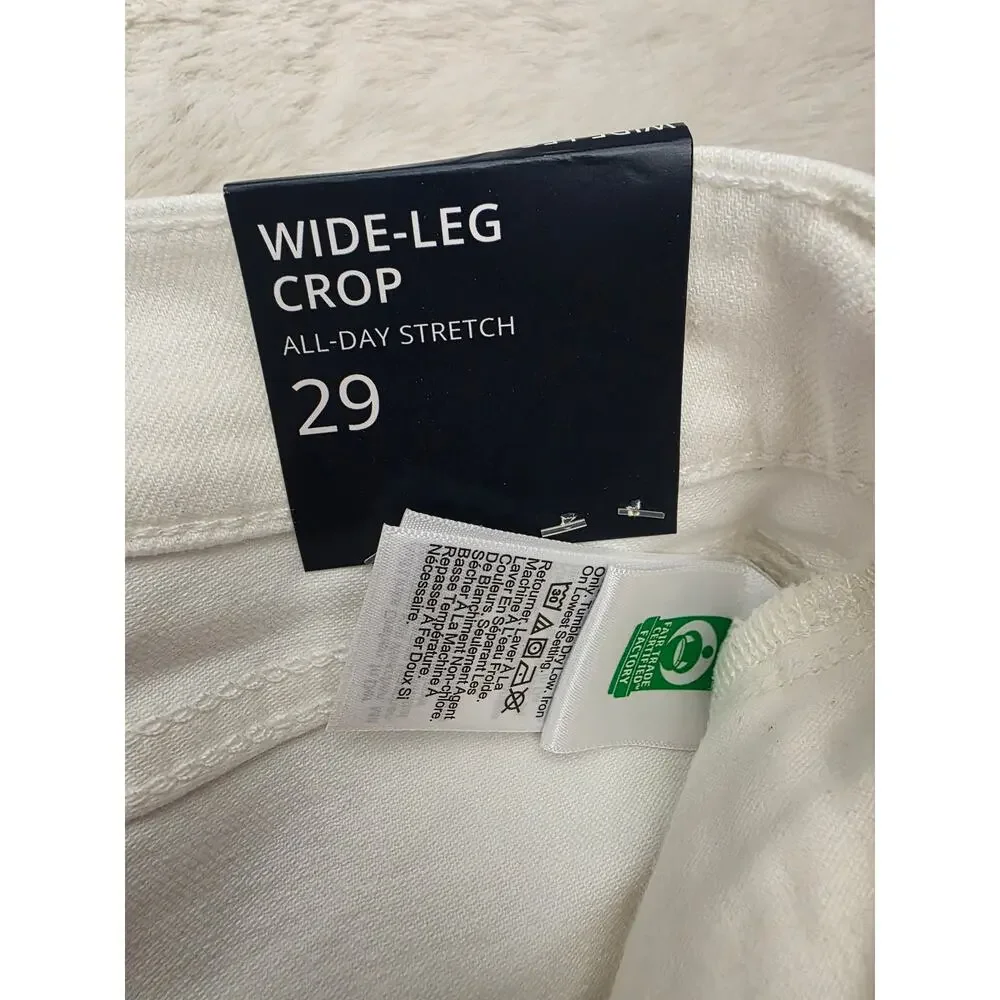 J.Crew White Wide Leg Cropped Jeans All Day Stretch NWT Size 29 BR051